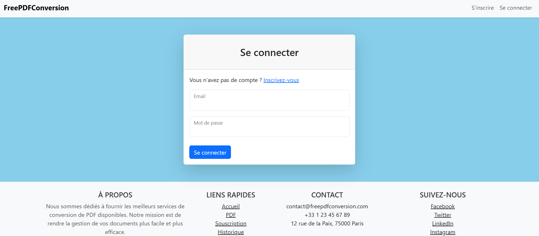 Page de connexion