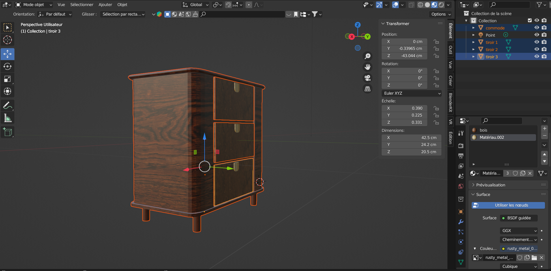 modélisation de la commode