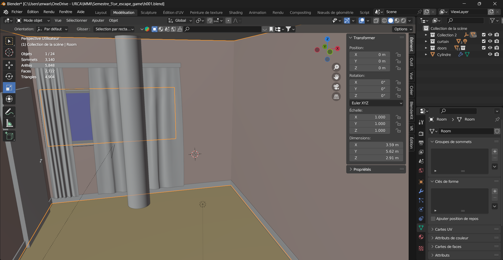 Modélisation de la salle